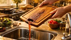 That hole in your cutting board handle is a mess-saving pour spout