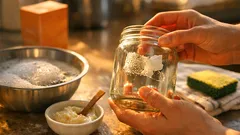 How to remove sticky jar labels fast with baking soda and oil