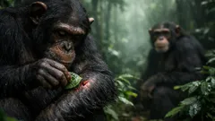 Wild chimpanzees use medicinal plants for first aid, and scientists caught it on camera